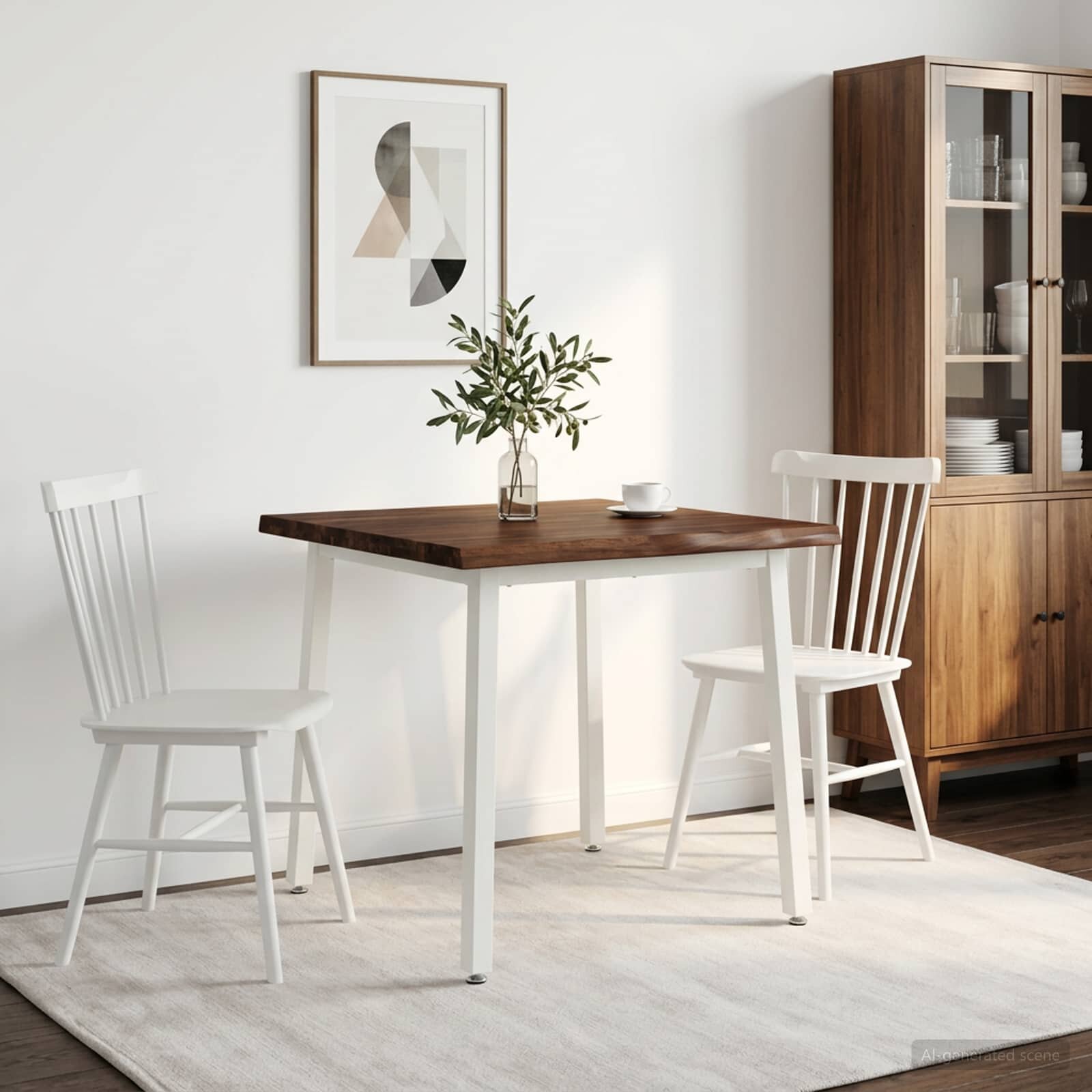 vidaXL 90 x 90 x 75 cm Солидно акациево дърво Тъмен кафяв и бяло