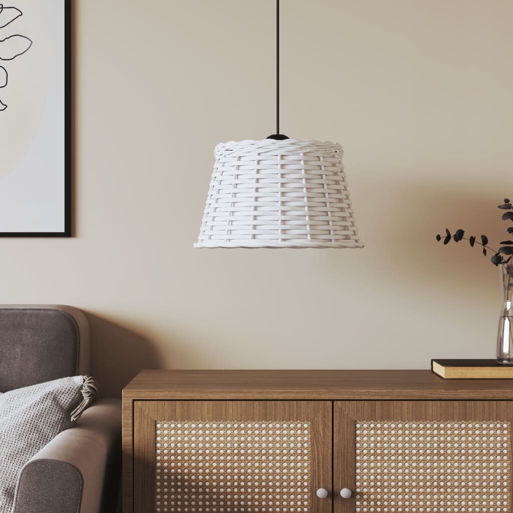 vidaXL Абажур за таванна лампа бял Ø38x23 см ракита
