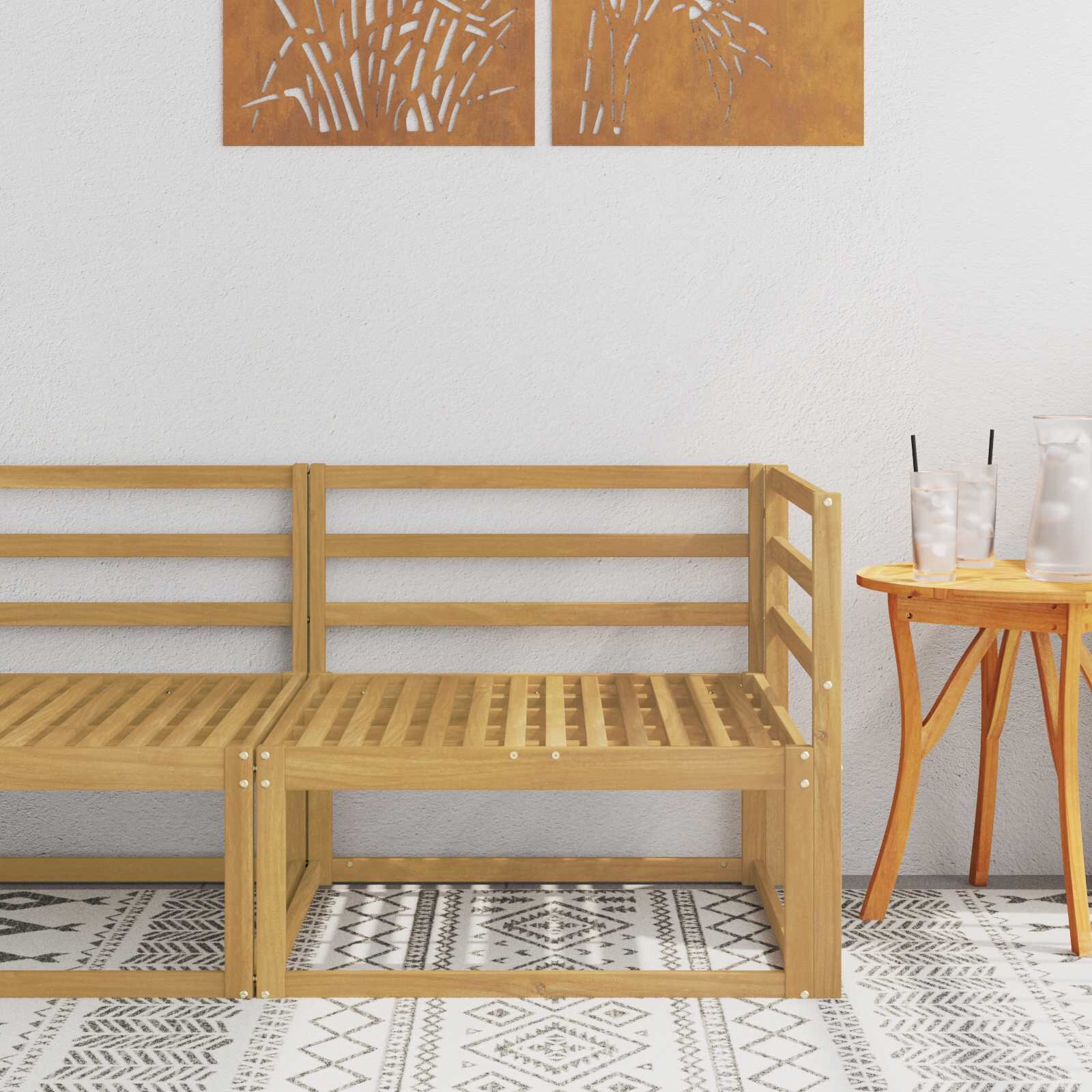 vidaXL Ъглов диван за открито Бяло 83 x 83 x 73 см