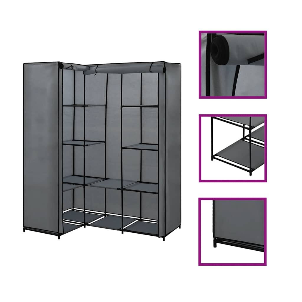 vidaXL Ъглов гардероб сив 130x87x169 см