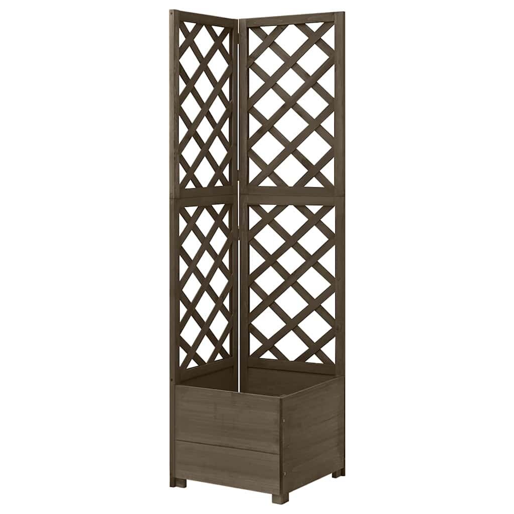 vidaXL Ъглов плантер с пергола сив 40x40x150 см чам масив