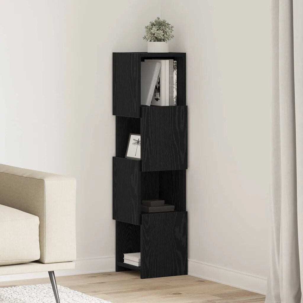 vidaXL Ъглов шкаф 255x25x102см Инженерна дървесина Черния дъб