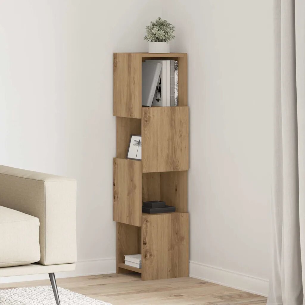 vidaXL Ъглов шкаф 255x25x102см Инженерна дървесина Дъб