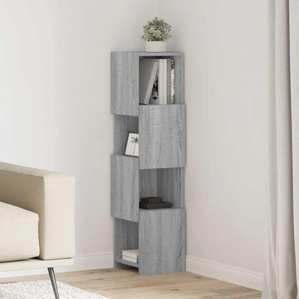 vidaXL Ъглов шкаф 255x25x102см Инженерна дървесина Сив Сонома