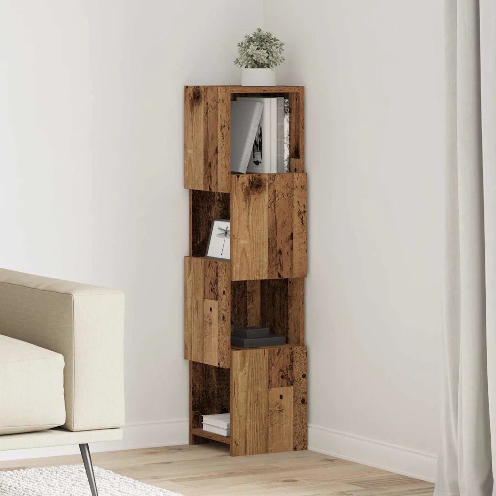 vidaXL Ъглов шкаф 255x25x102см Инженерна дървесина Старо дърво