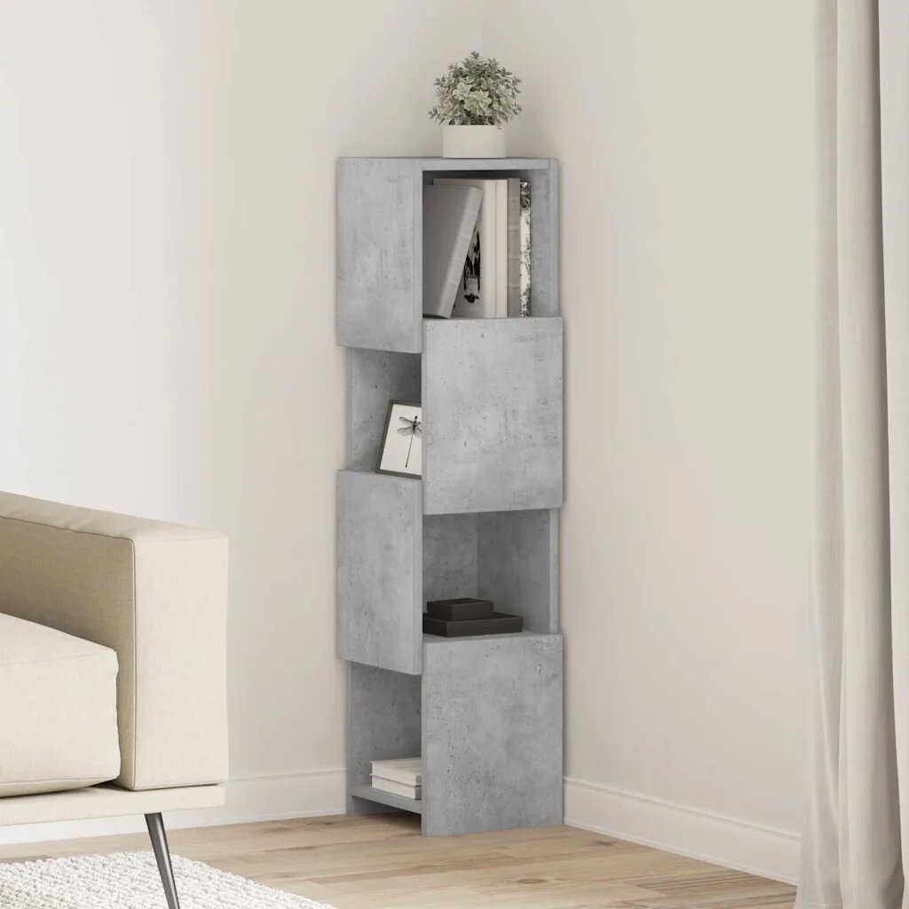 vidaXL Ъглов шкаф 255x25x102см Инженерна дървесина Циментено сиво