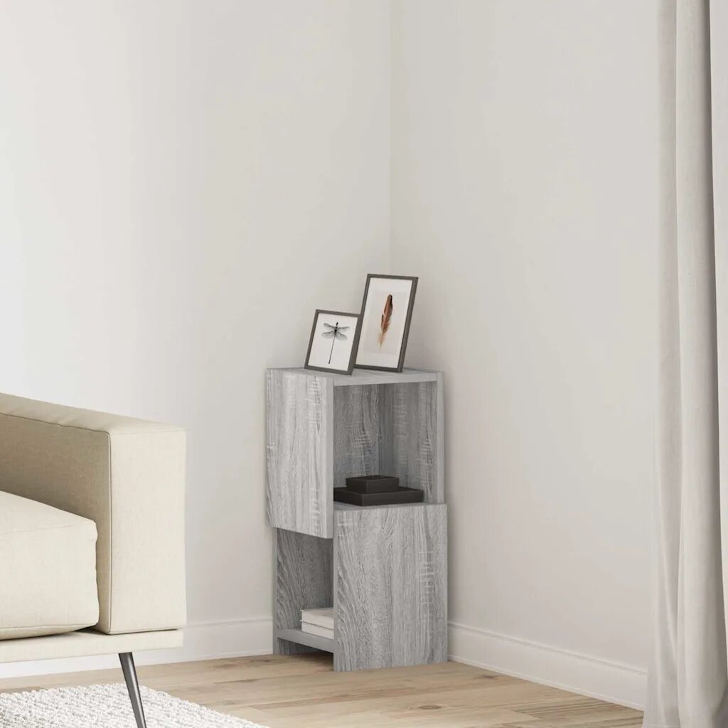 vidaXL Ъглов шкаф 255x25x55см Инженерна дървесина Сив Сонома