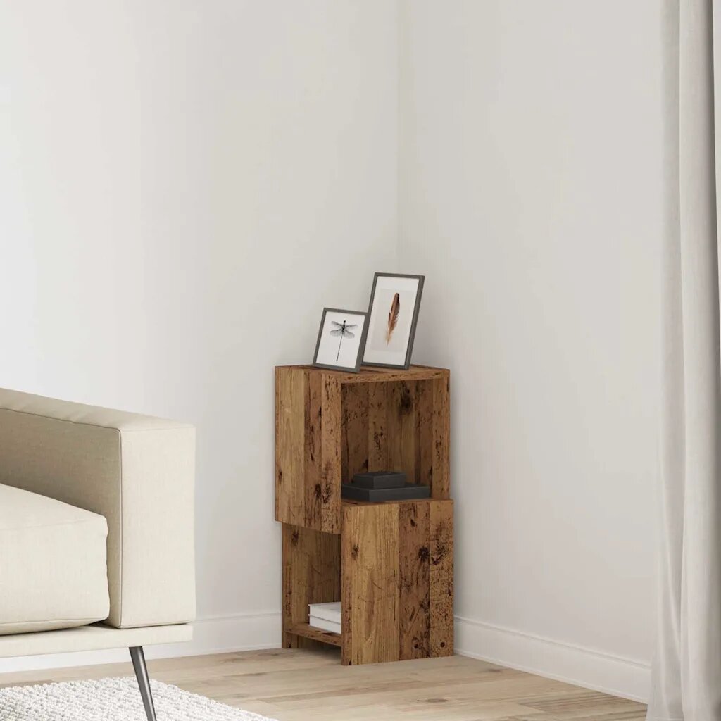 vidaXL Ъглов шкаф 255x25x55см Инженерна дървесина Старо дърво