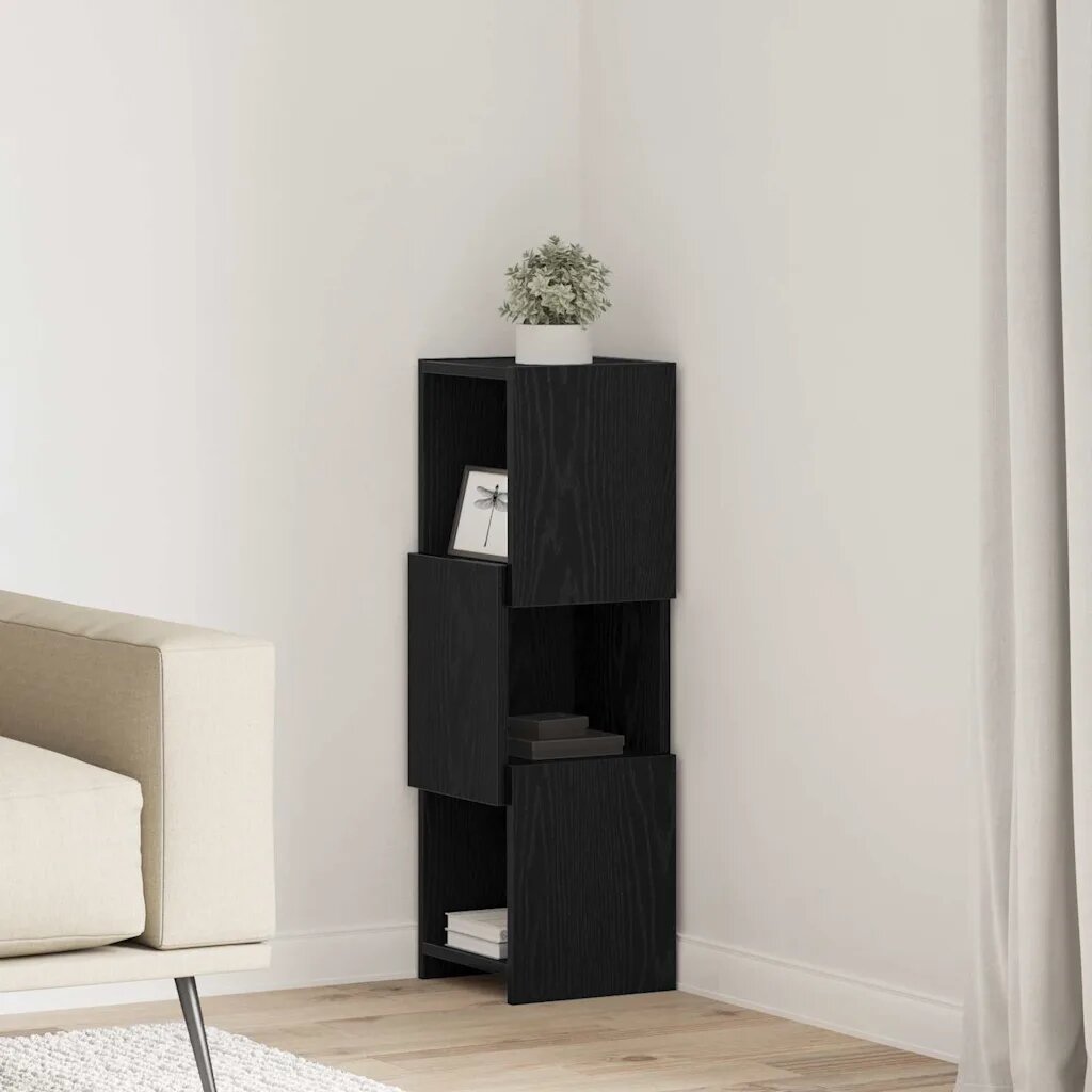 vidaXL Ъглов шкаф 255x25x80см Инженерна дървесина Черния дъб