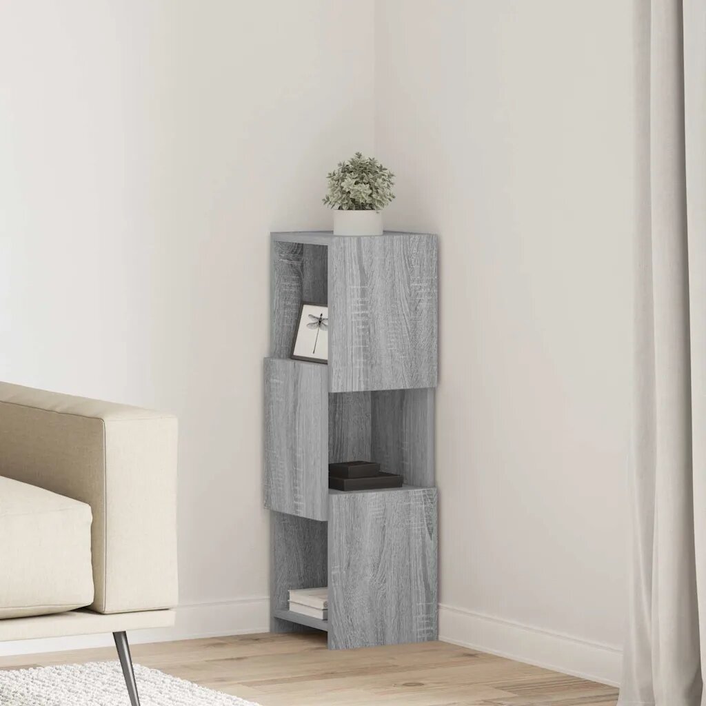 vidaXL Ъглов шкаф 255x25x80см Инженерна дървесина Сив Сонома