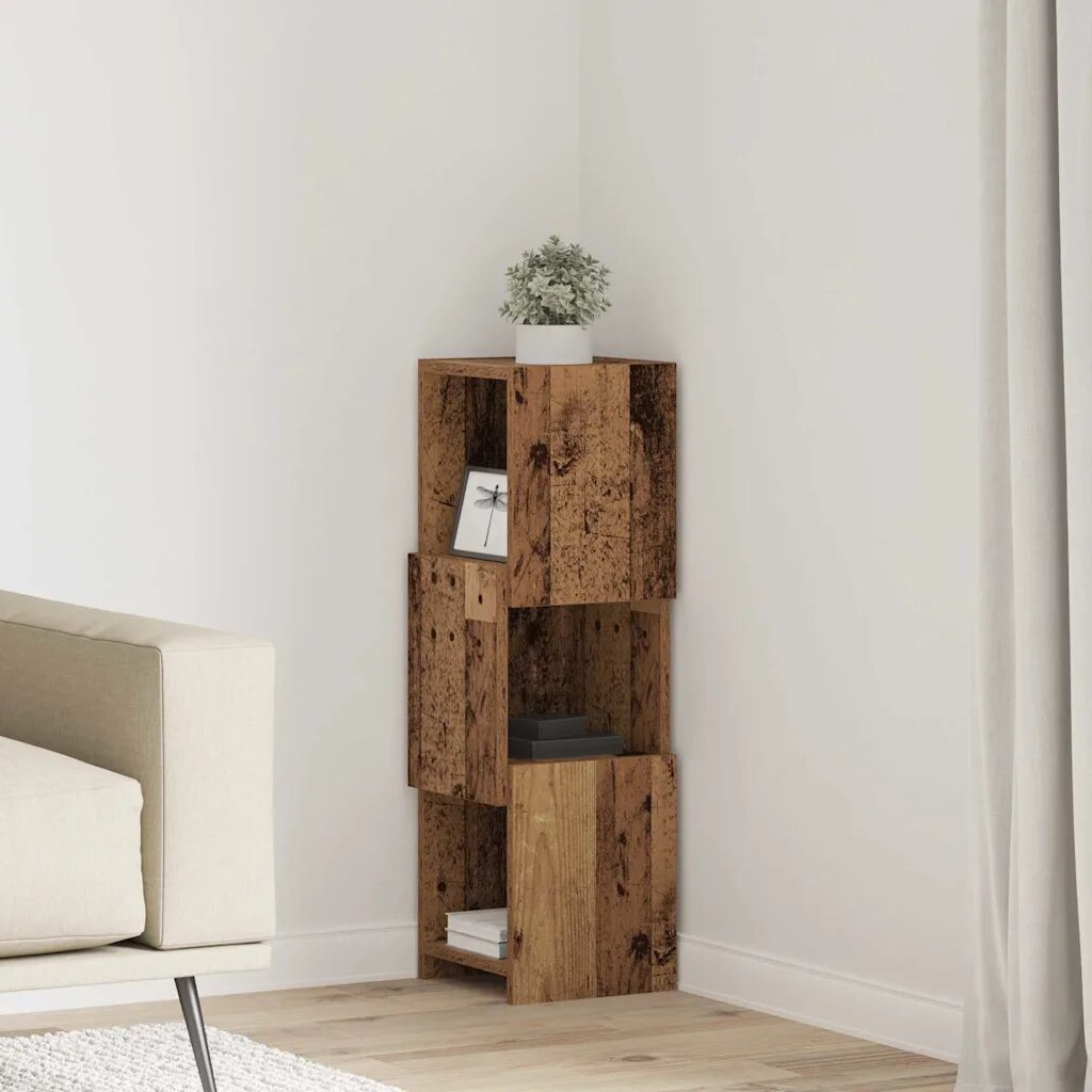 vidaXL Ъглов шкаф 255x25x80см Инженерна дървесина Старо дърво