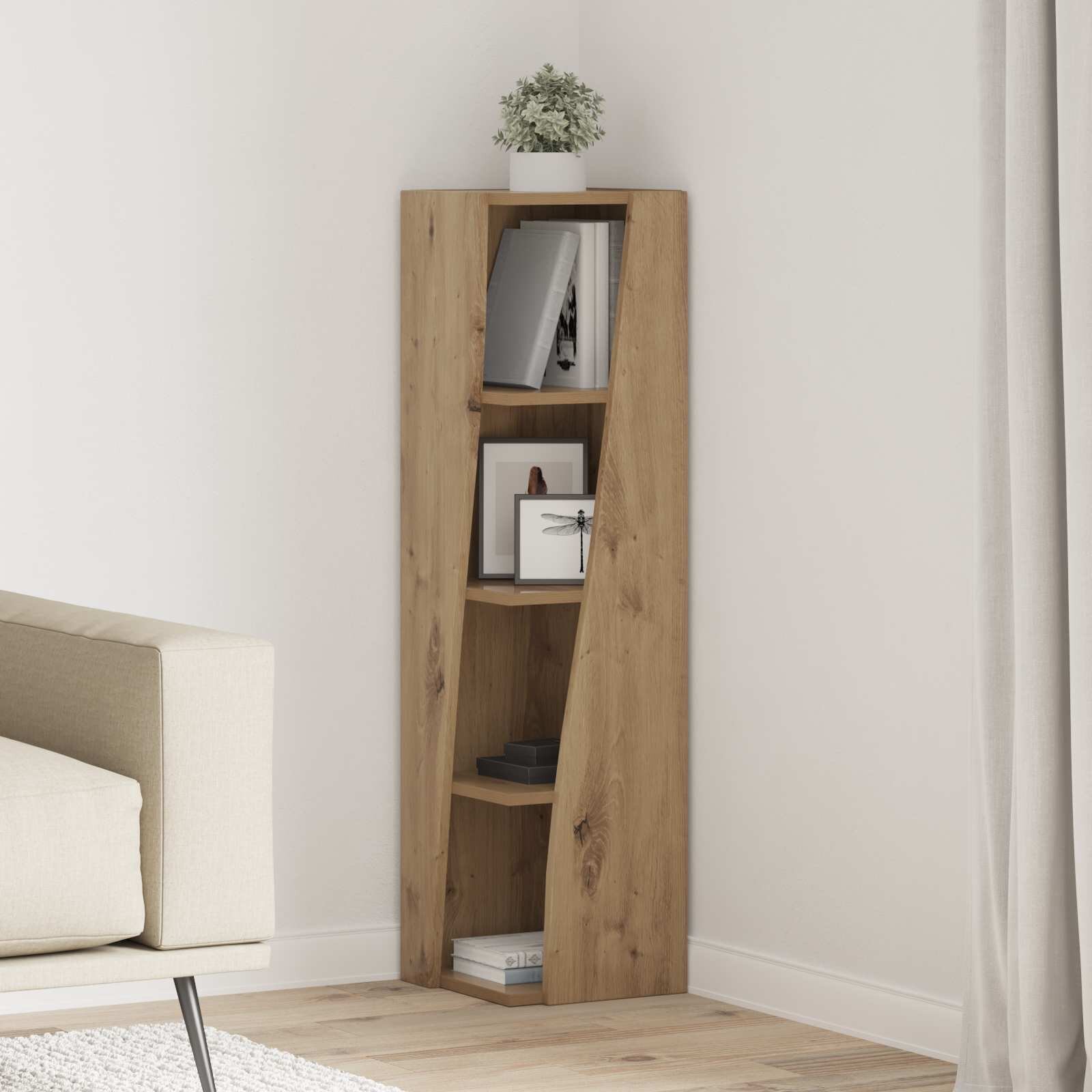 vidaXL Ъглов шкаф 275x27x102см Инженерна дървесина Дъб