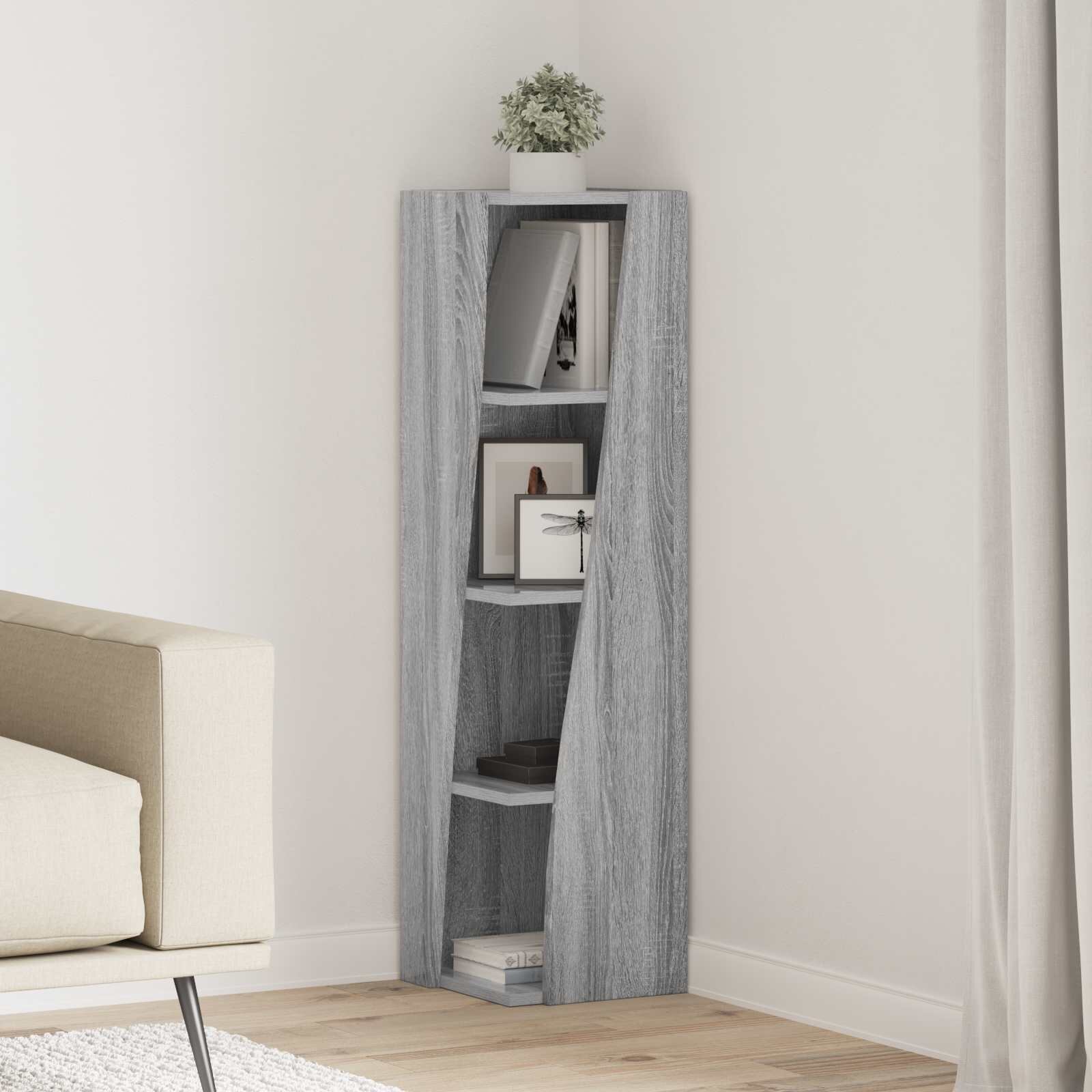 vidaXL Ъглов шкаф 275x27x102см Инженерна дървесина Сив Сонома