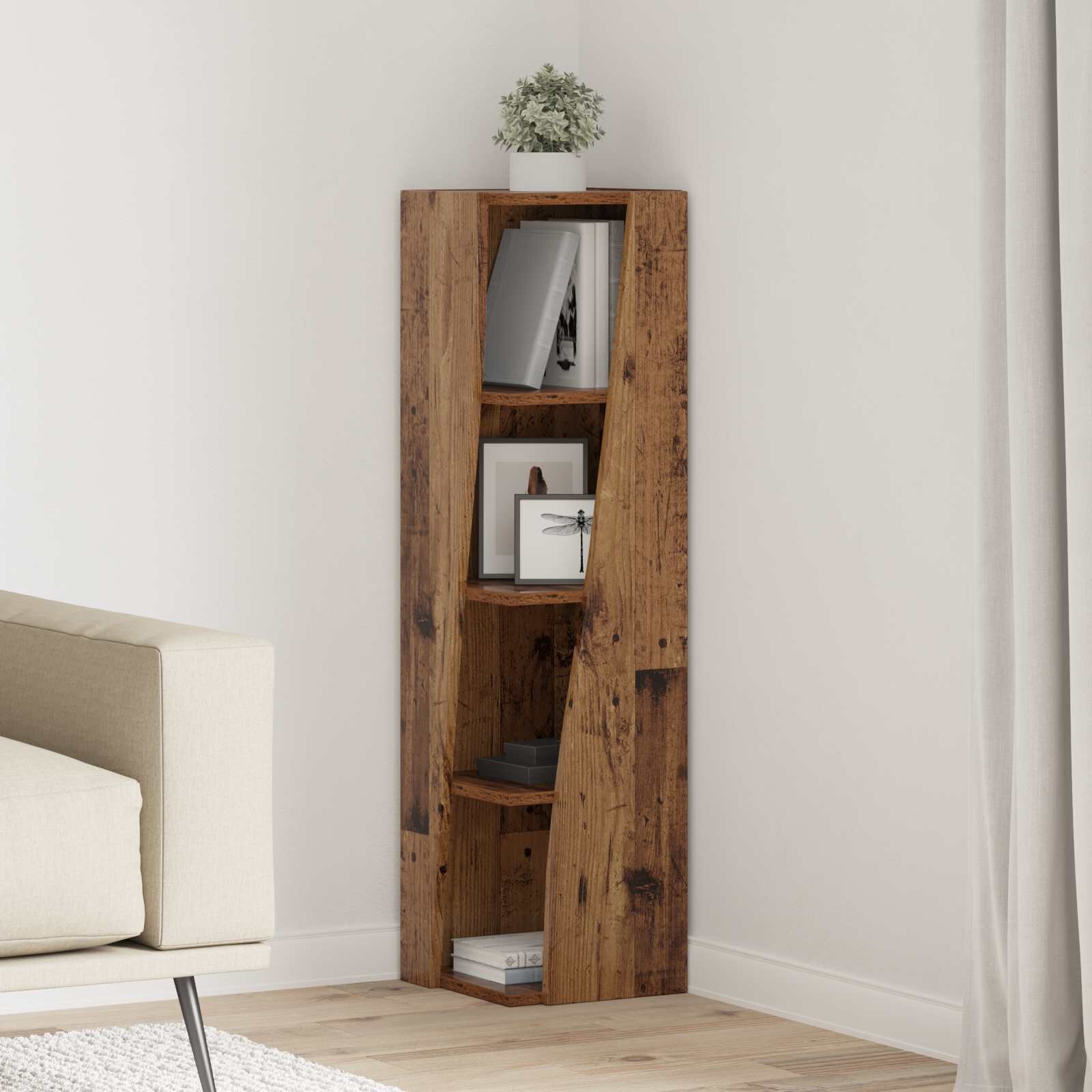 vidaXL Ъглов шкаф 275x27x102см Инженерна дървесина Старо дърво