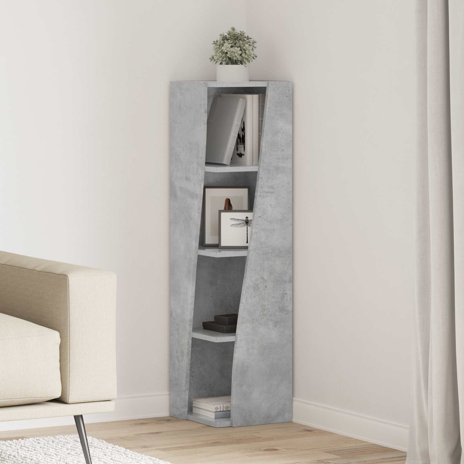 vidaXL Ъглов шкаф 275x27x102см Инженерна дървесина Циментено сиво