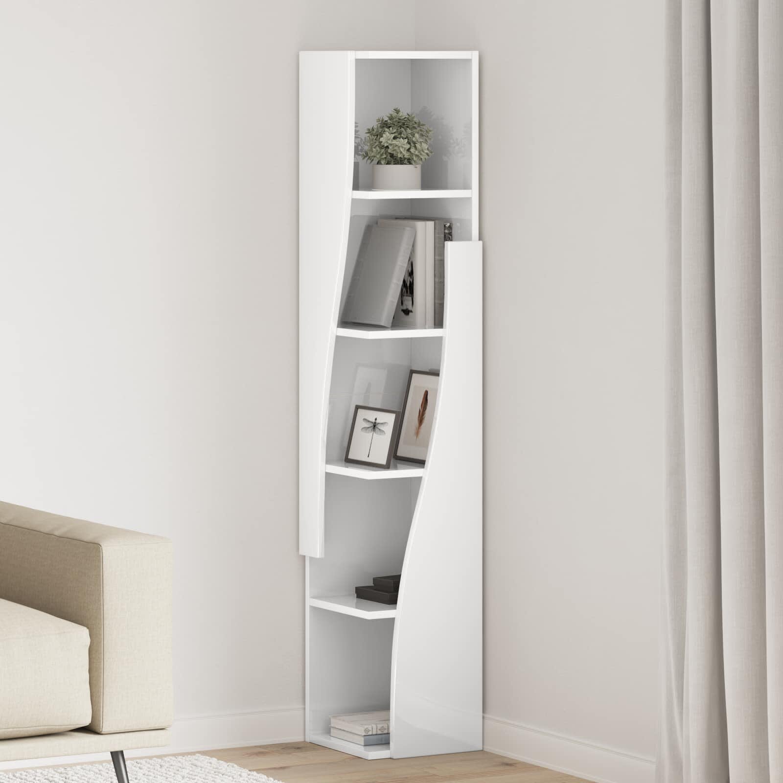 vidaXL Ъглов шкаф 275x27x140см Инженерна дървесина