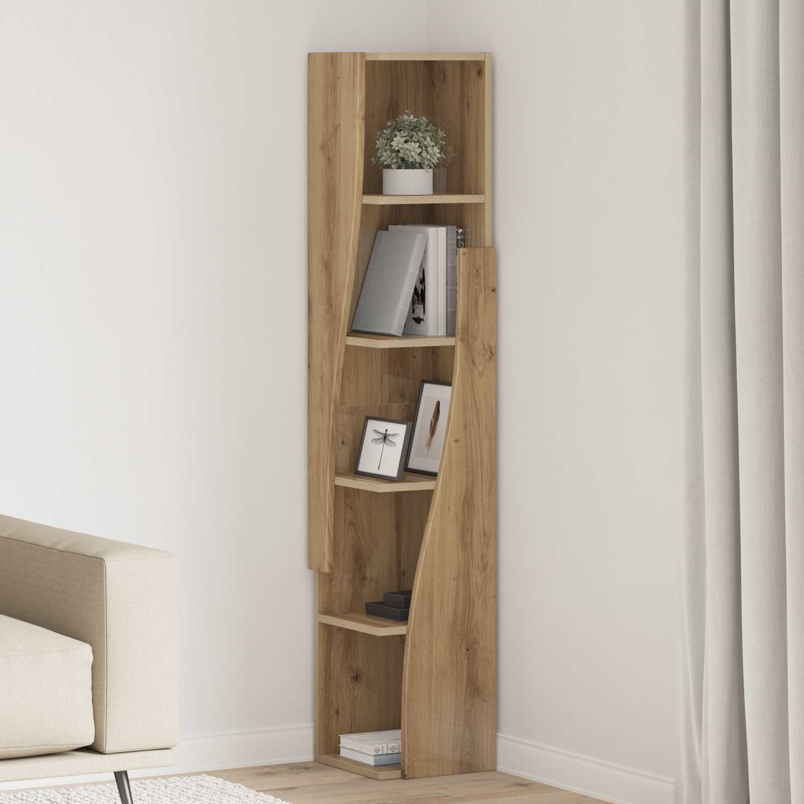 vidaXL Ъглов шкаф 275x27x140см Инженерна дървесина Дъб