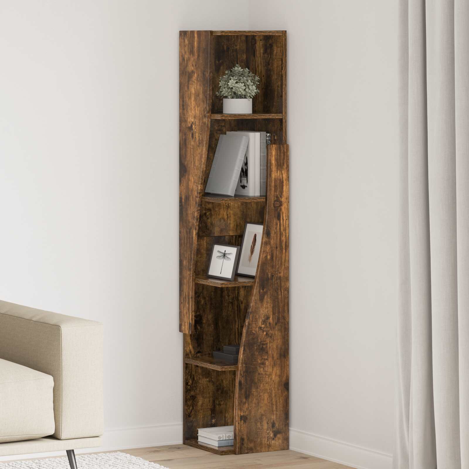 vidaXL Ъглов шкаф 275x27x140см Инженерна дървесина Димян дъб