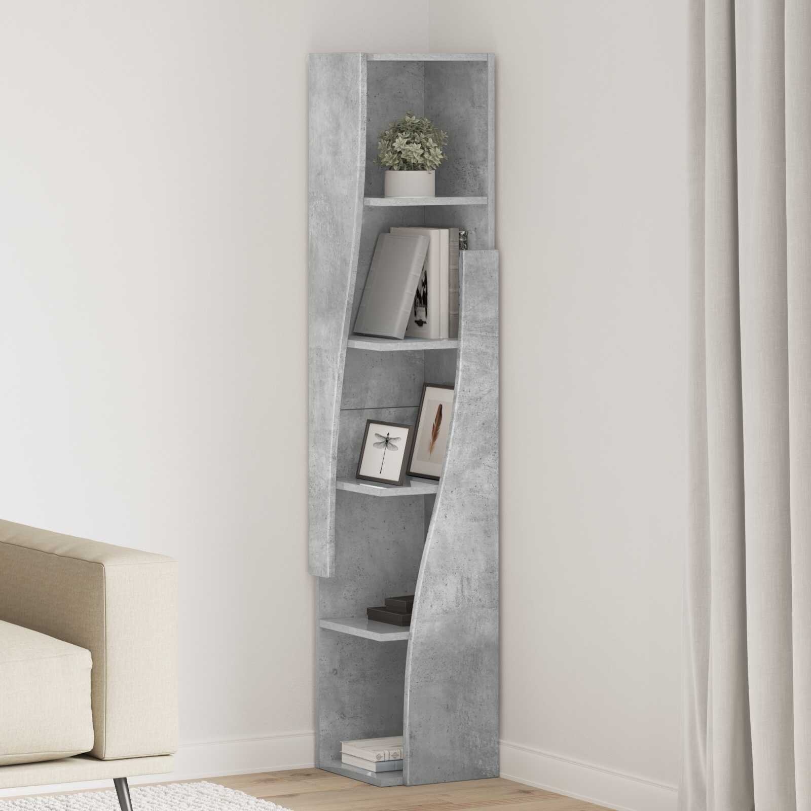 vidaXL Ъглов шкаф 275x27x140см Инженерна дървесина Циментено сиво