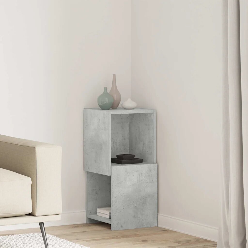 vidaXL Ъглов шкаф 305x30x65см Инженерна дървесина Циментено сиво