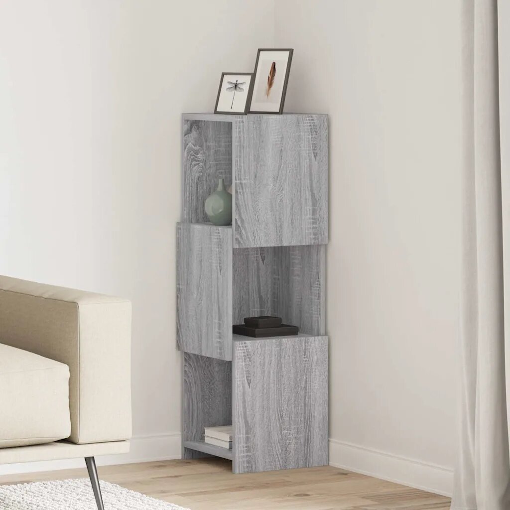 vidaXL Ъглов шкаф 305x30x95см Инженерна дървесина Сив Сонома