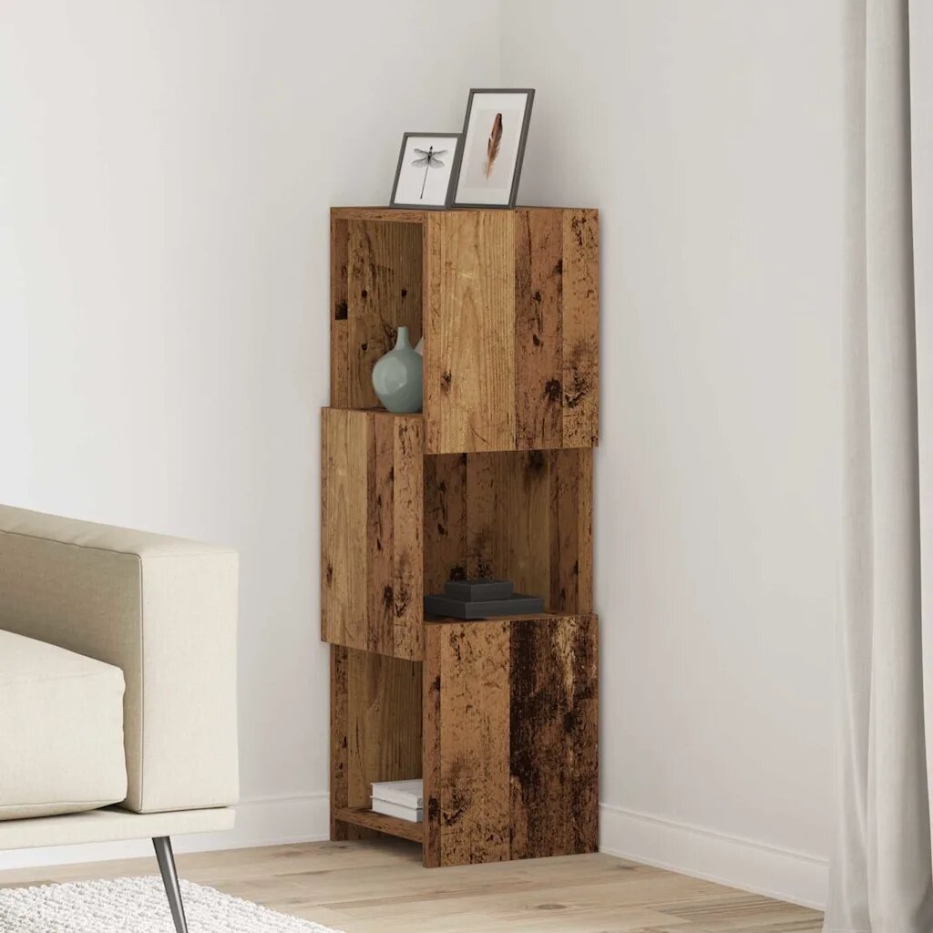 vidaXL Ъглов шкаф 305x30x95см Инженерна дървесина Старо дърво