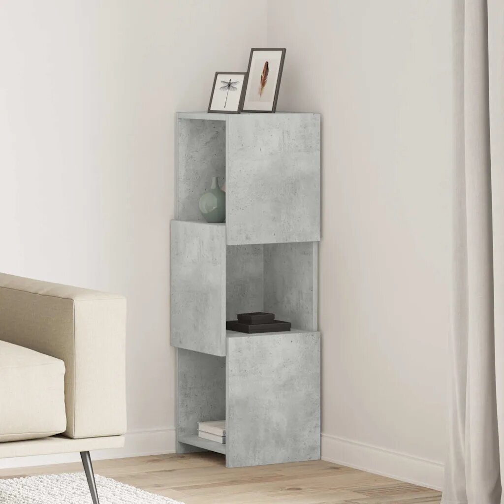vidaXL Ъглов шкаф 305x30x95см Инженерна дървесина Циментено сиво