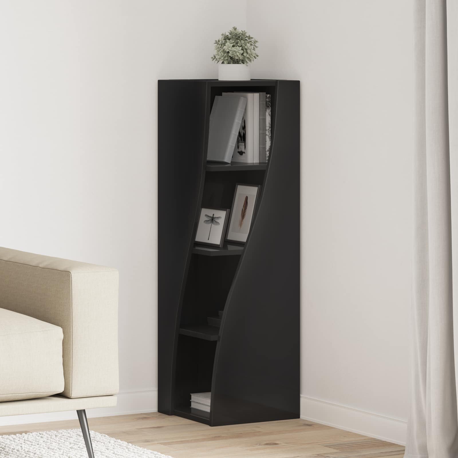 vidaXL Ъглов шкаф 32x32x102см Инженерна дървесина Черно
