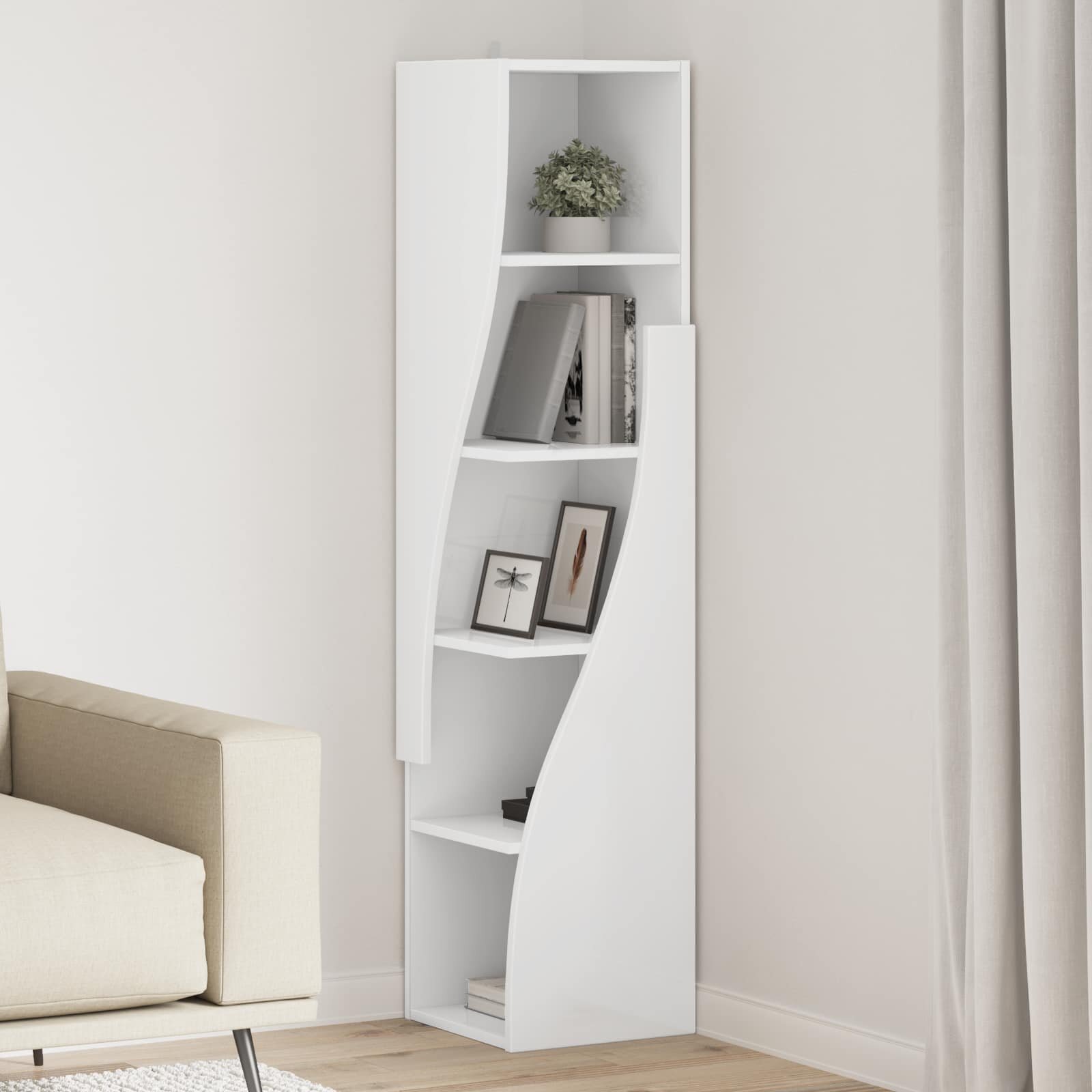 vidaXL Ъглов шкаф 32x32x140см Инженерна дървесина