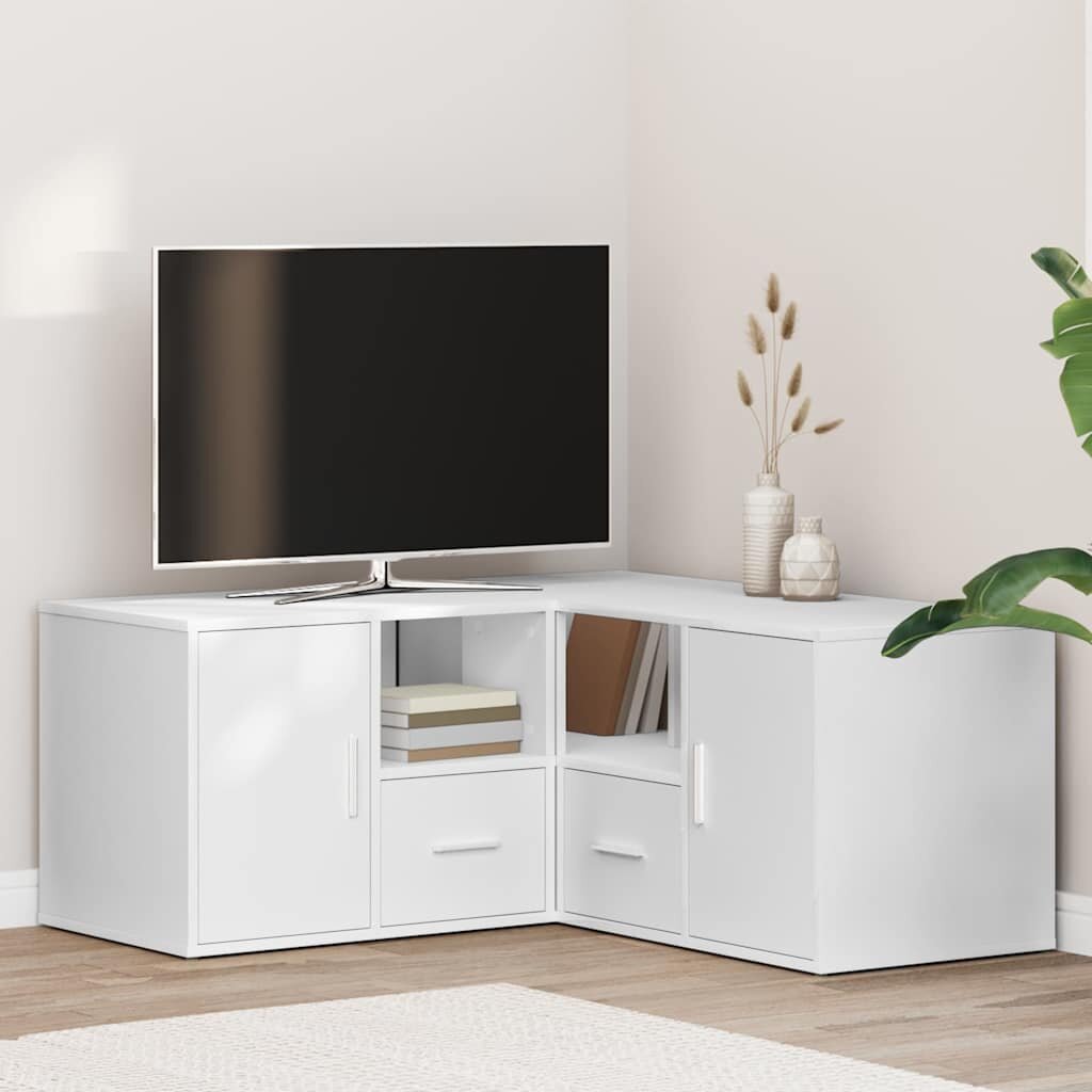 vidaXL Ъглов шкаф бял 160x40x45 см инженерно дърво