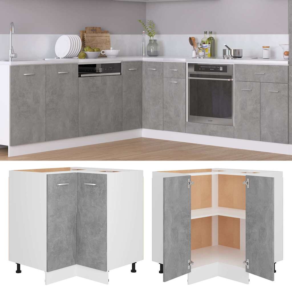 vidaXL Ъглов шкаф "Lyon" цвят бетонно сив 755x755x815 см инженерно дърво