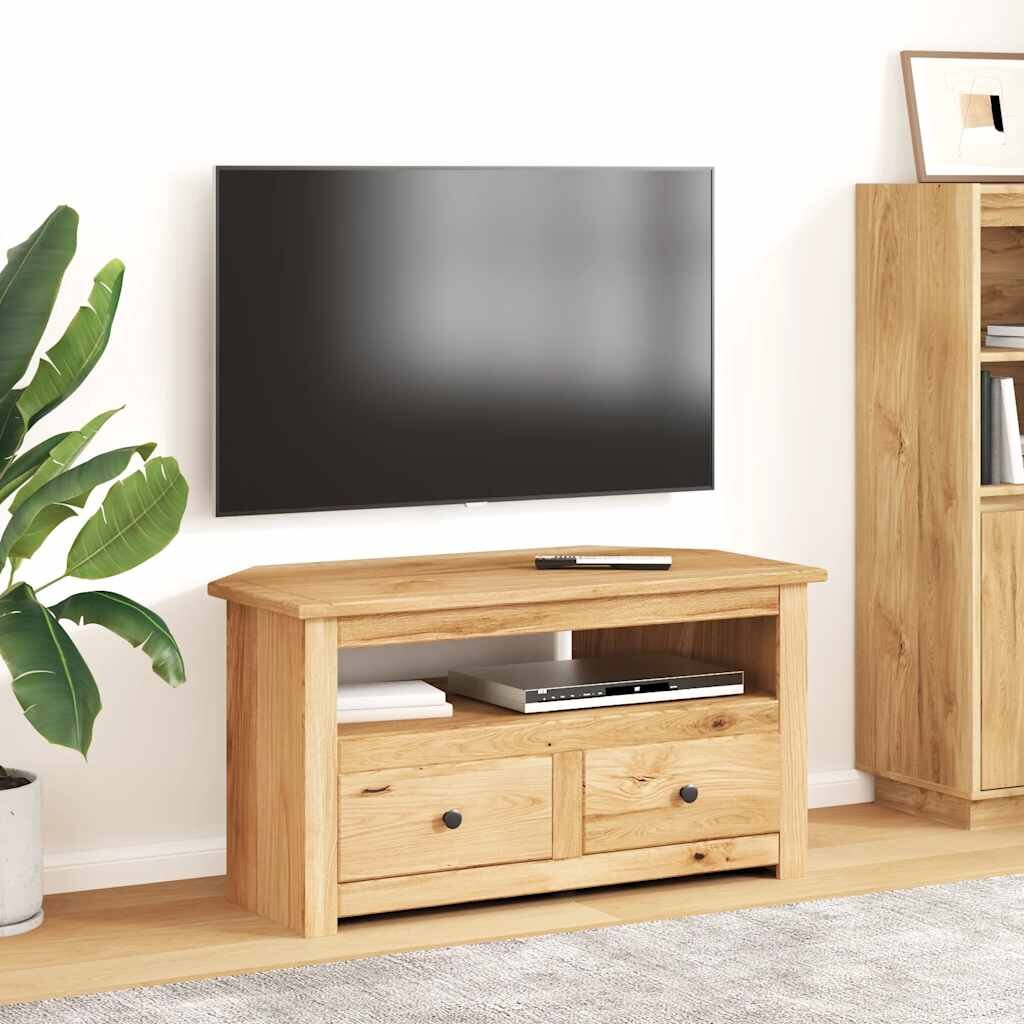 vidaXL Ъглов ТВ шкаф 93x49x49 см бор масив Panama Range