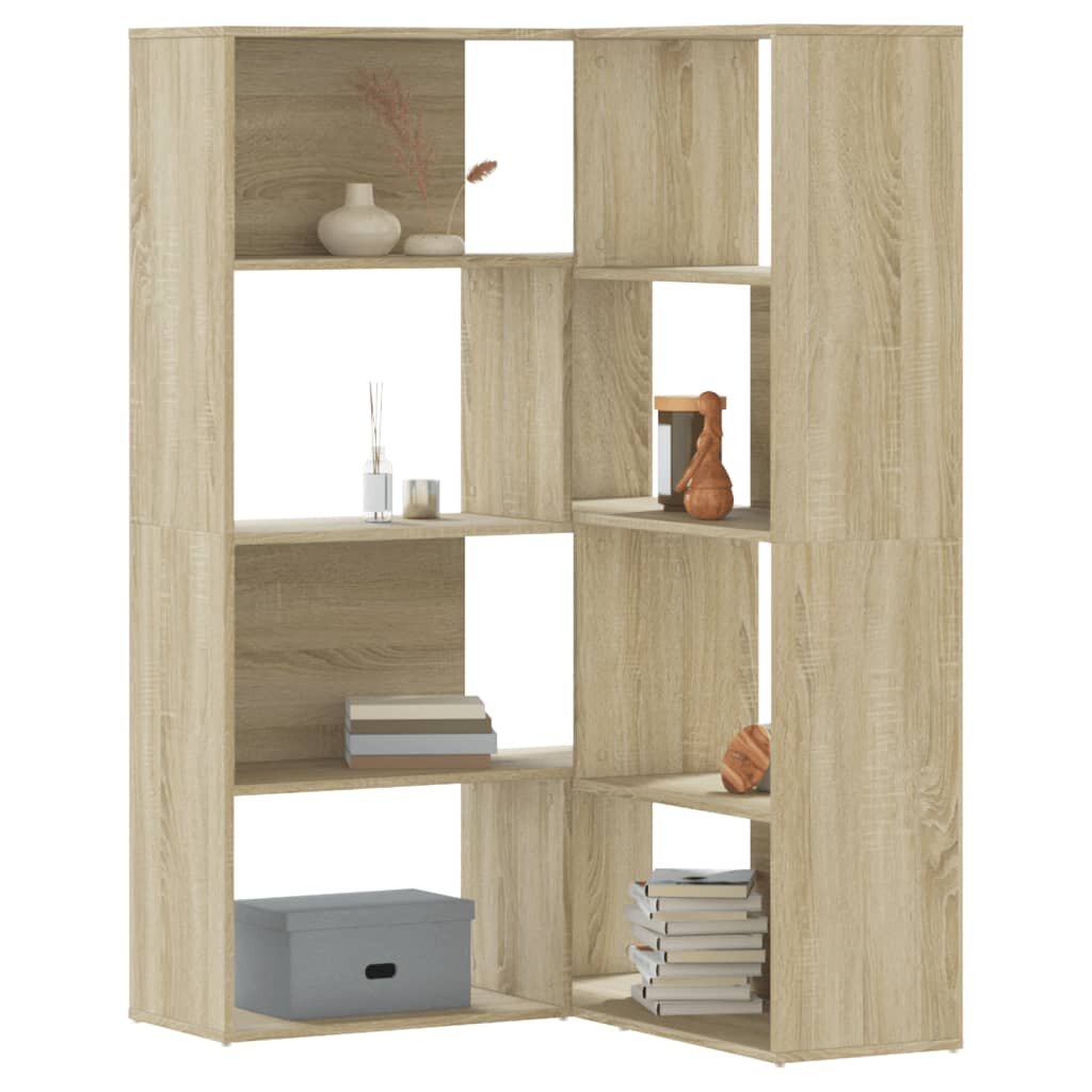 vidaXL Ъглова етажерка 4 нива дъб сонома 85x85x140 см инженерно дърво