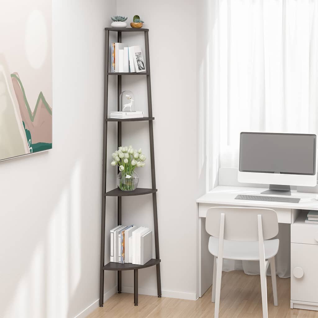 vidaXL Ъглова етажерка с 5 рафта черна 455x315x180 см