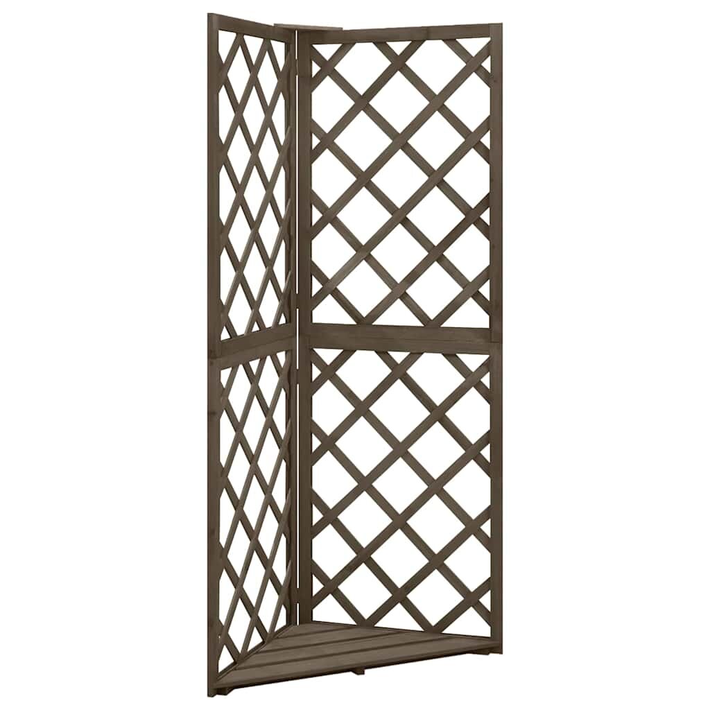 vidaXL Ъглова пергола сива 50x50x145 см чам масив