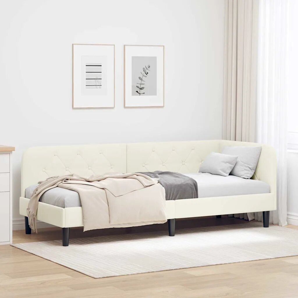 vidaXL Ъглова рамка за легло Крем 80 x 200 cm Кадифе