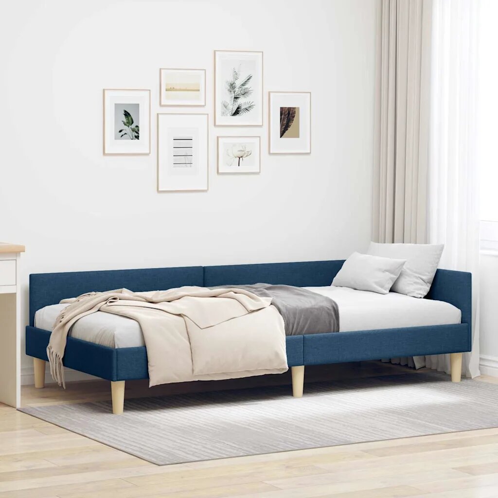 vidaXL Ъглова рамка за легло Синьо 80 x 200 cm текстил