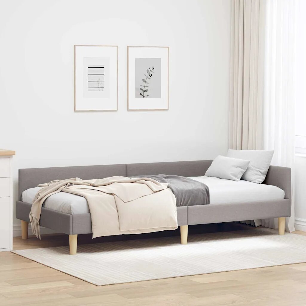 vidaXL Ъглова рамка за легло Таупе 100 x 200 cm текстил