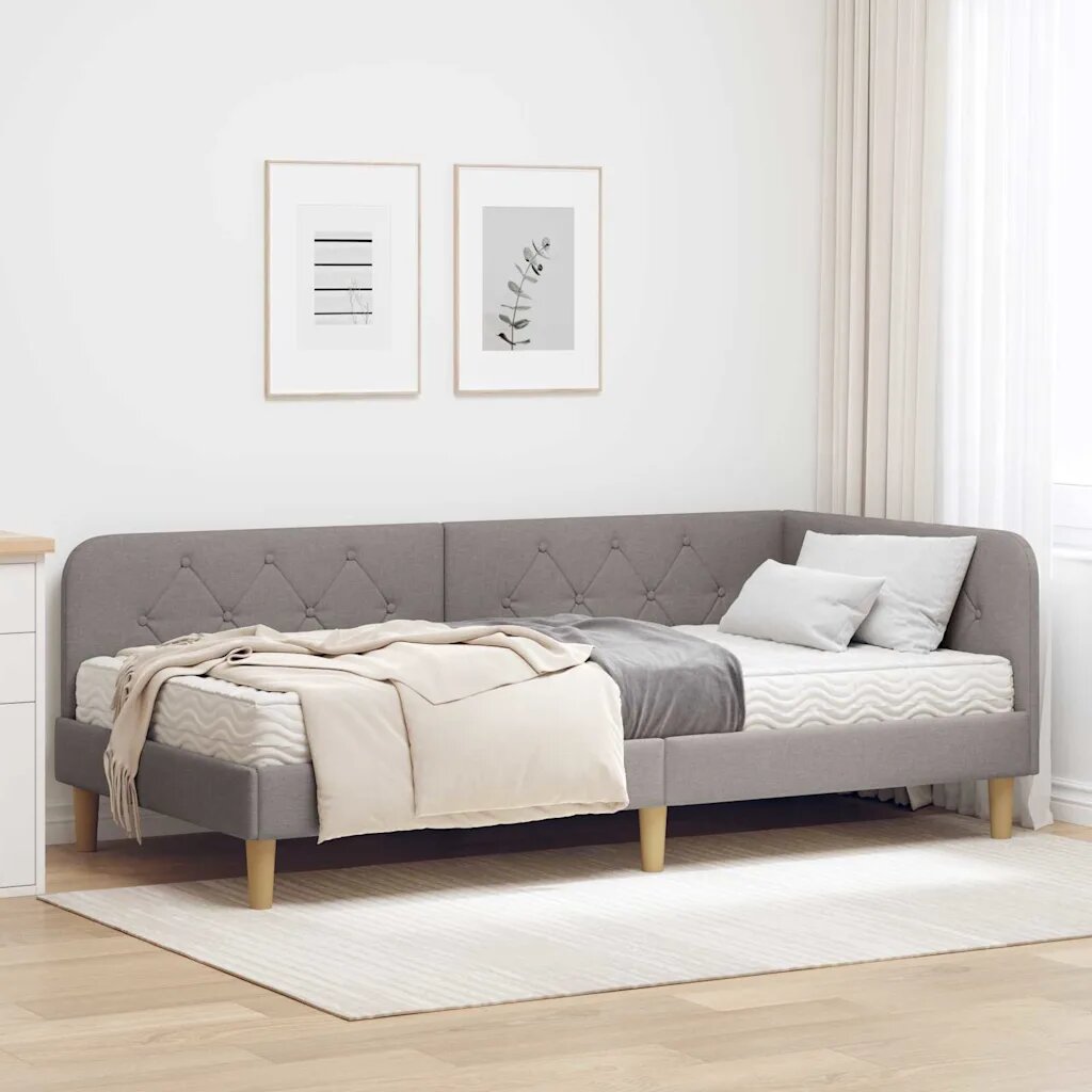 vidaXL Ъглова рамка за легло Таупе 100 x 200 cm текстил