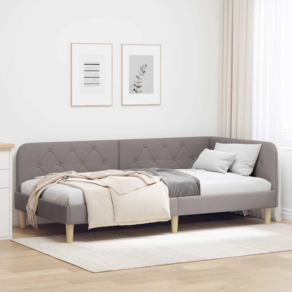 vidaXL Ъглова рамка за легло Таупе 100 x 200 cm текстил