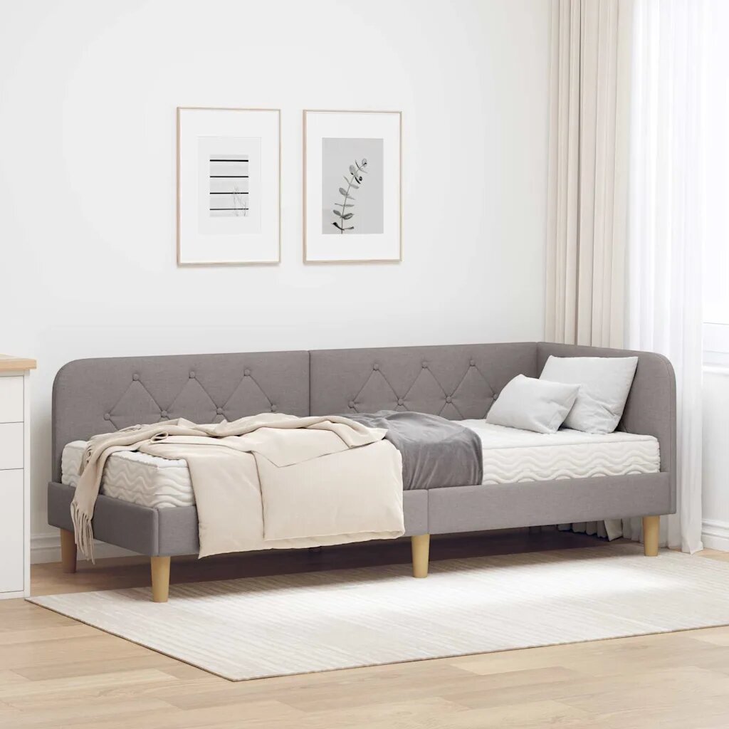 vidaXL Ъглова рамка за легло Таупе 80 x 200 cm текстил