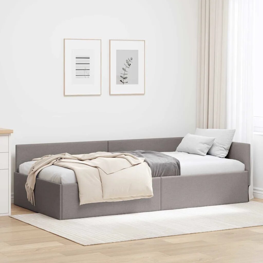 vidaXL Ъглова рамка за легло Таупе 80 x 200 cm текстил