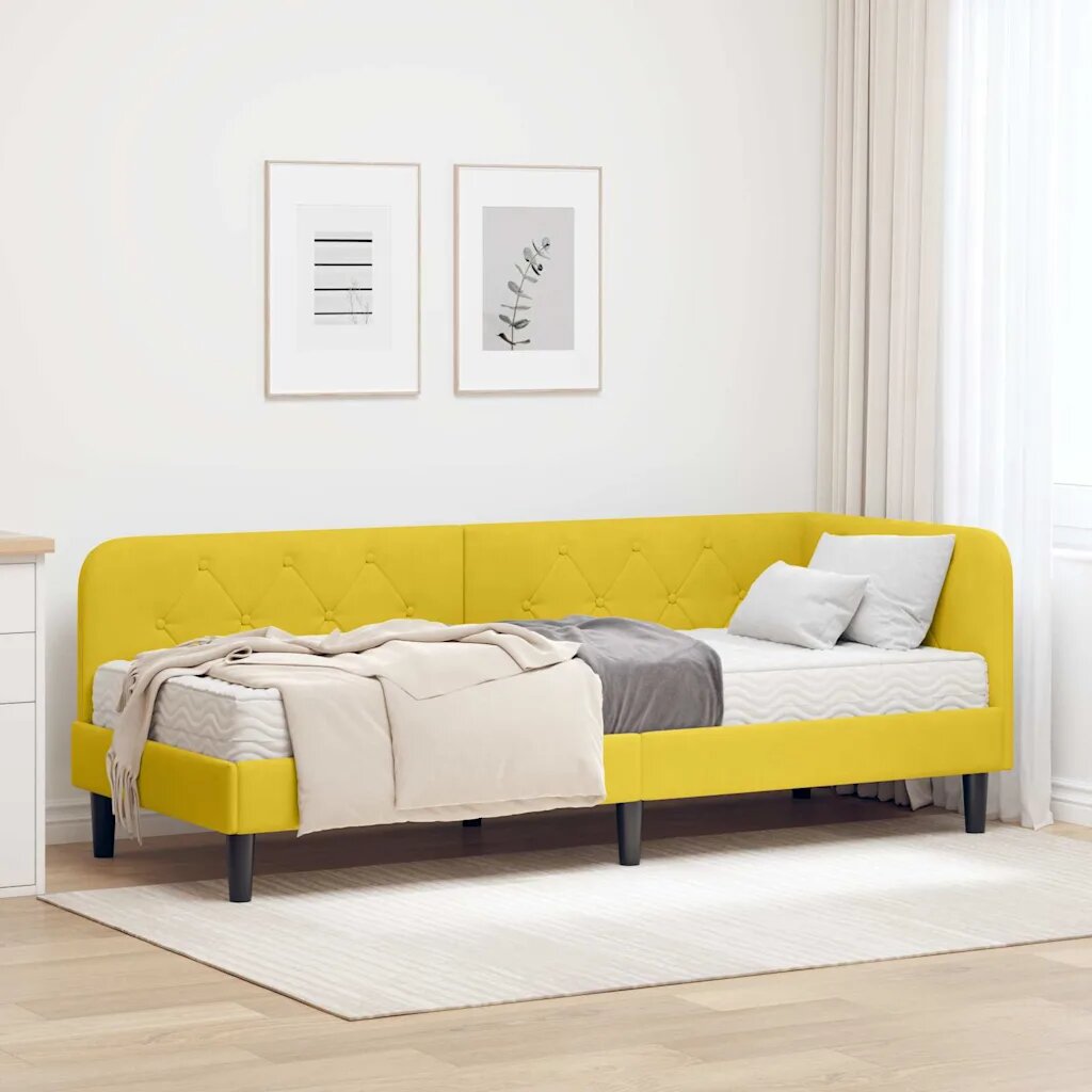 vidaXL Ъглова рамка за легло Жълто 80 x 200 cm Кадифе