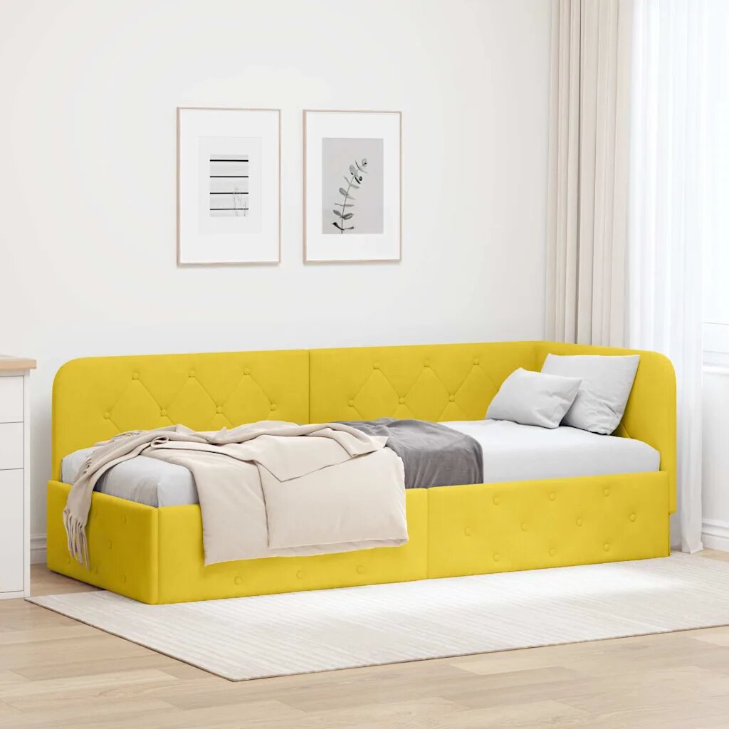 vidaXL Ъглова рамка за легло Жълто 80 x 200 cm Кадифе