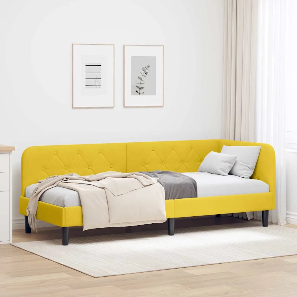 vidaXL Ъглова рамка за легло Жълто 80 x 200 cm Кадифе