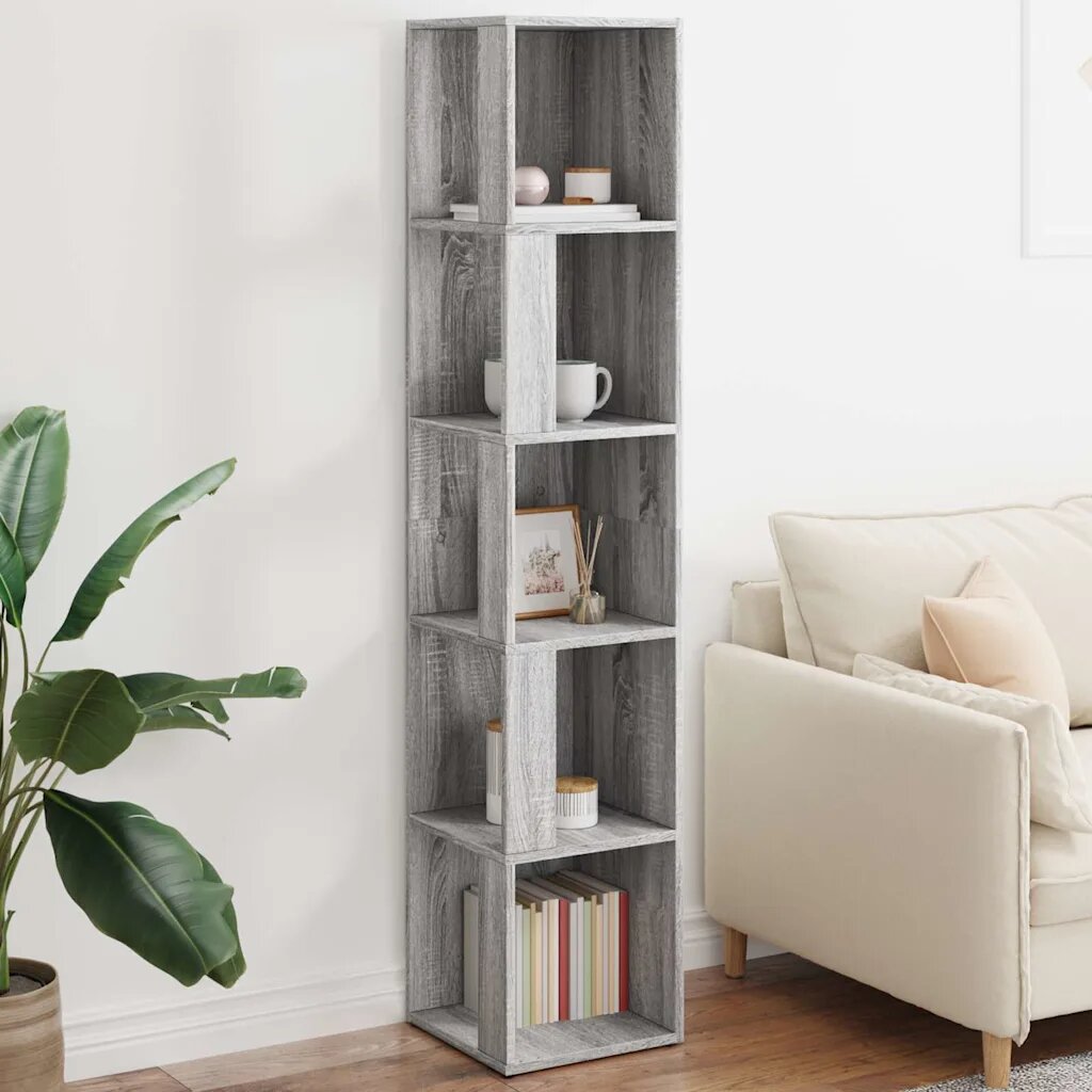 vidaXL Ъглови стелажи 33 x 33 x 165 cm Engineered wood Сив Сонома