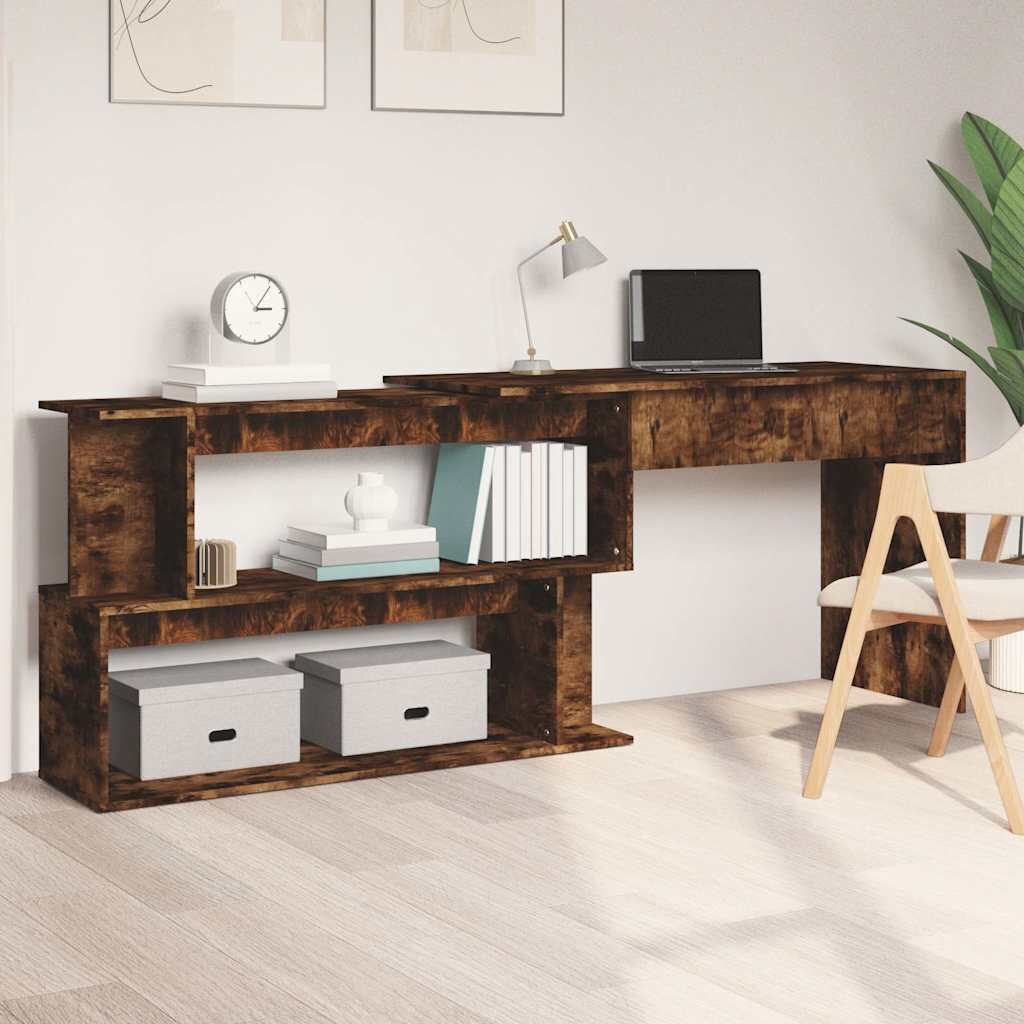 vidaXL Ъглово бюро опушен дъб 200x50x76 см инженерно дърво