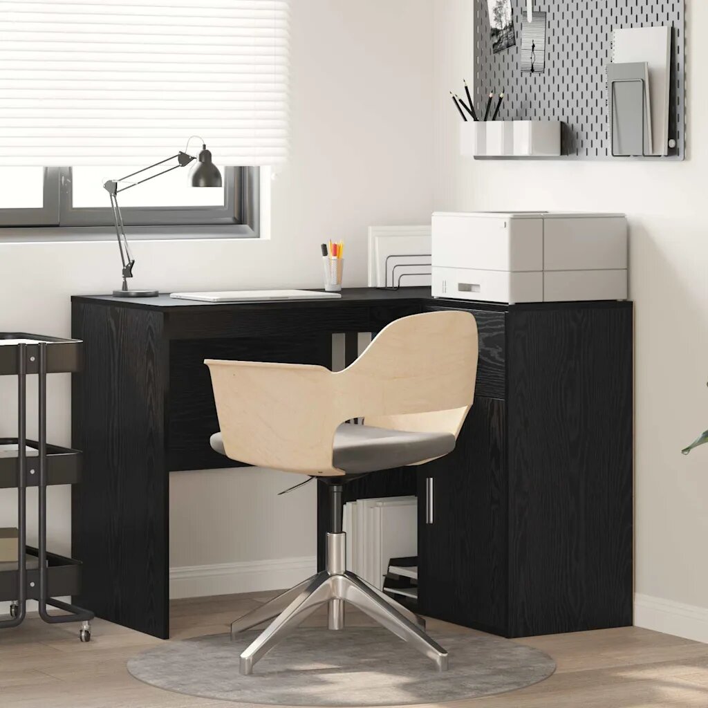 vidaXL Ъглово бюро с чекмедже с рафт Черния дъб 102 x 88 x 75 см