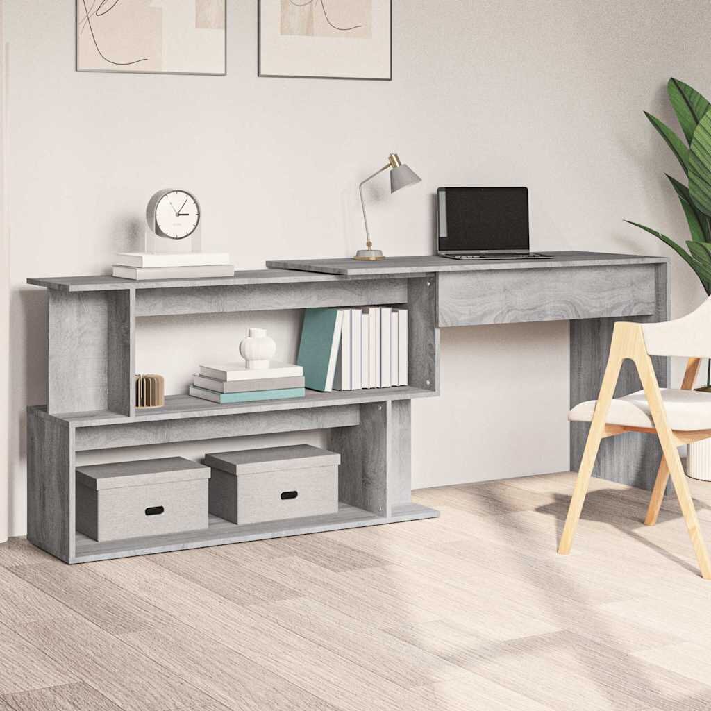 vidaXL Ъглово бюро сив сонома 200x50x76 см инженерно дърво