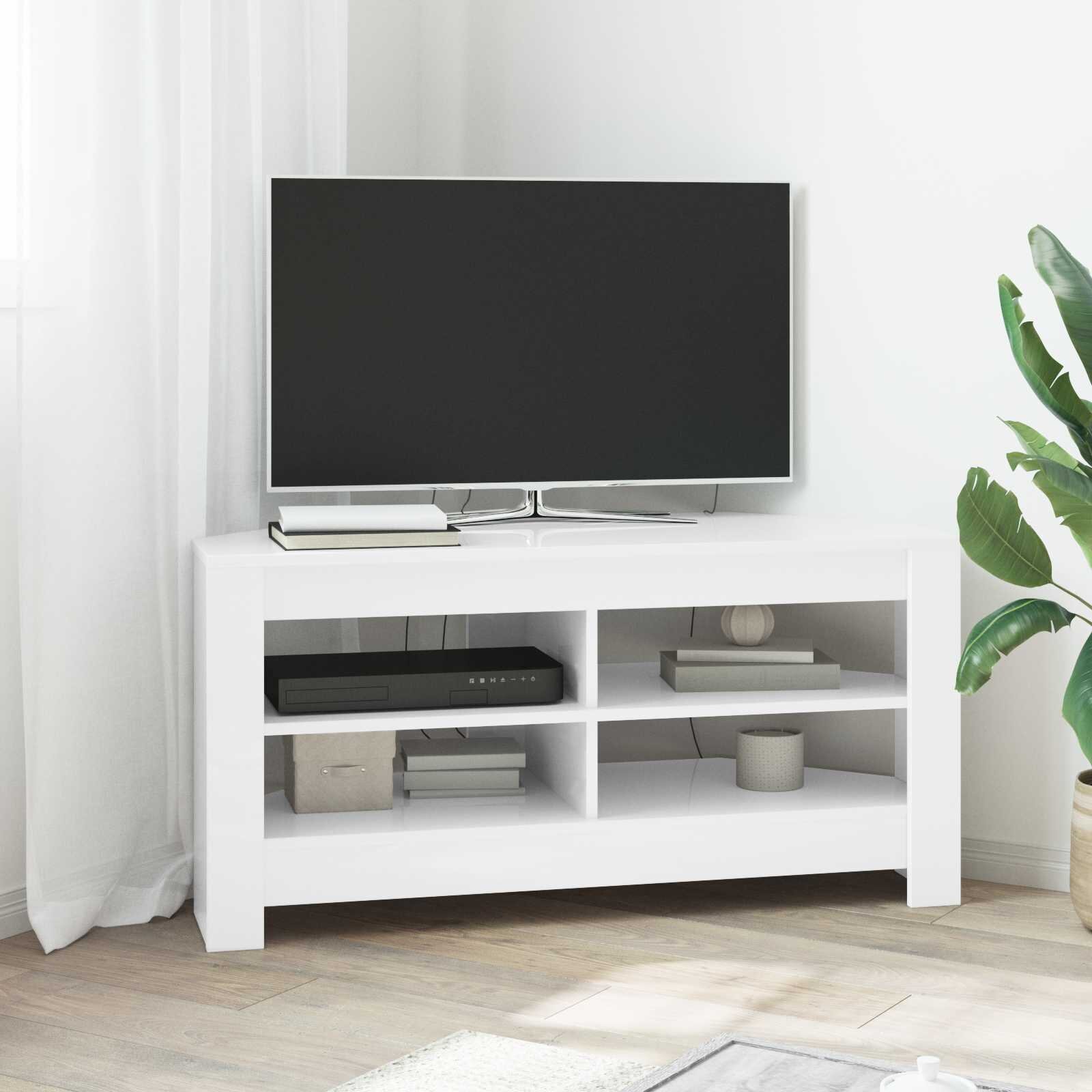 vidaXL Ъгловшкафзателевизор 102 x 405 x 45 см Бяло